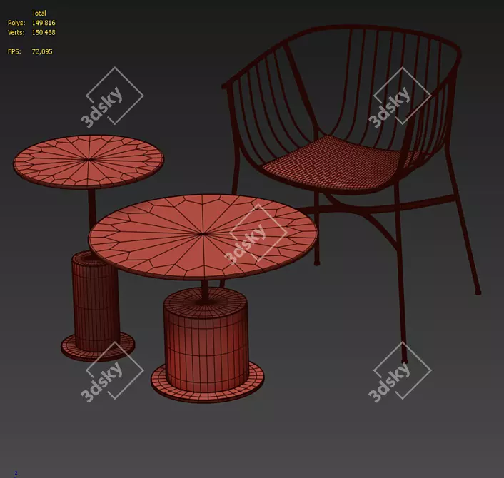 Modern Outdoor Seating: Jeanette Chair & Louie Table 3D model image 4