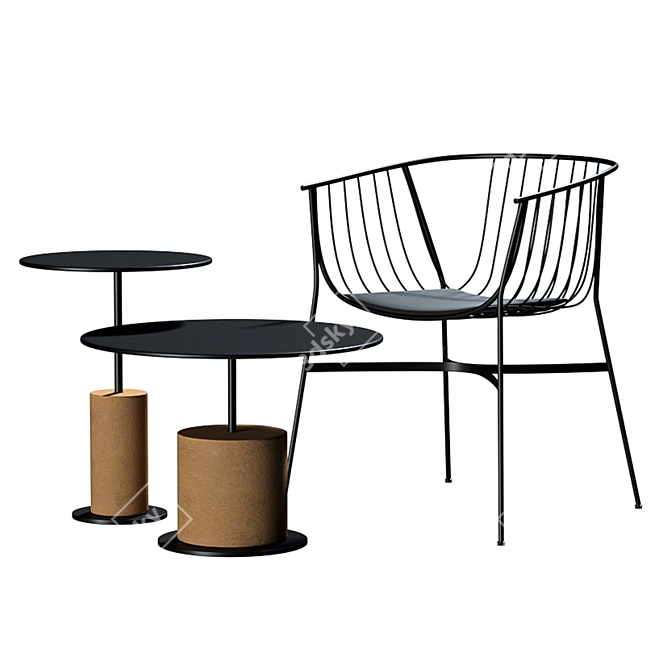 Modern Outdoor Seating: Jeanette Chair & Louie Table 3D model image 6