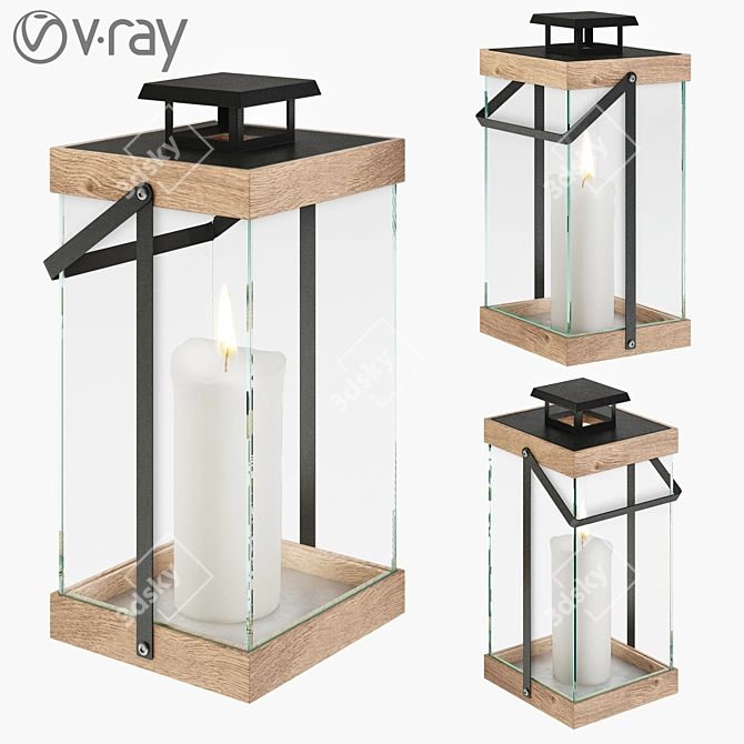 Ethereal Glow Glass Lantern 3D model image 1