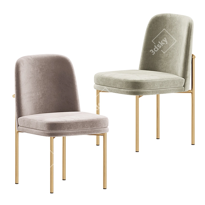 Velvet Jack Dining Chair: Modern Metal Frame 3D model image 1