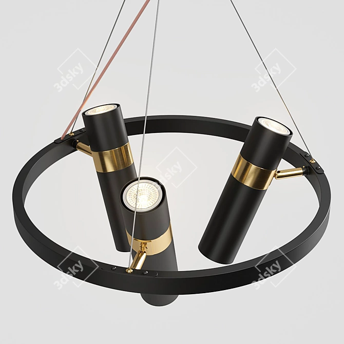 Sleek Spoor 3-Lamp Chandelier 3D model image 2