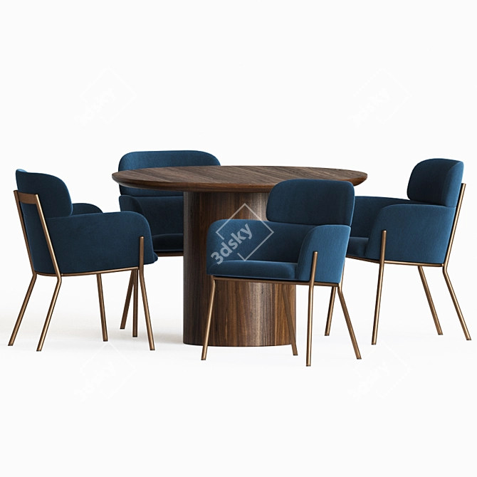 Modern Azalea Boucle Dining Set 3D model image 2