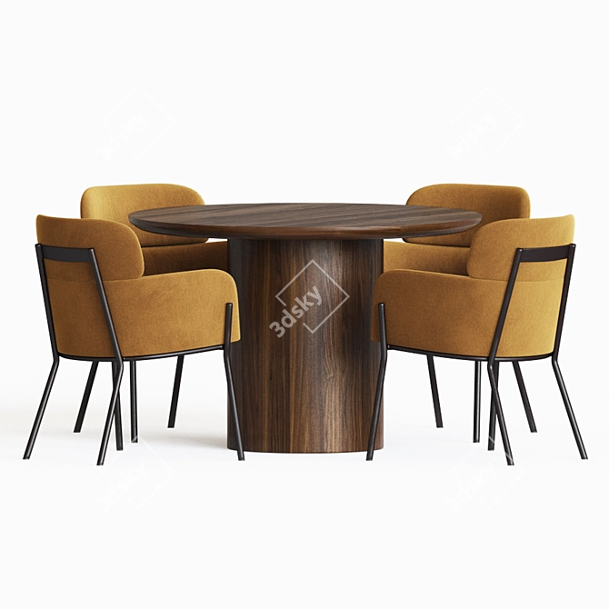 Modern Azalea Boucle Dining Set 3D model image 3