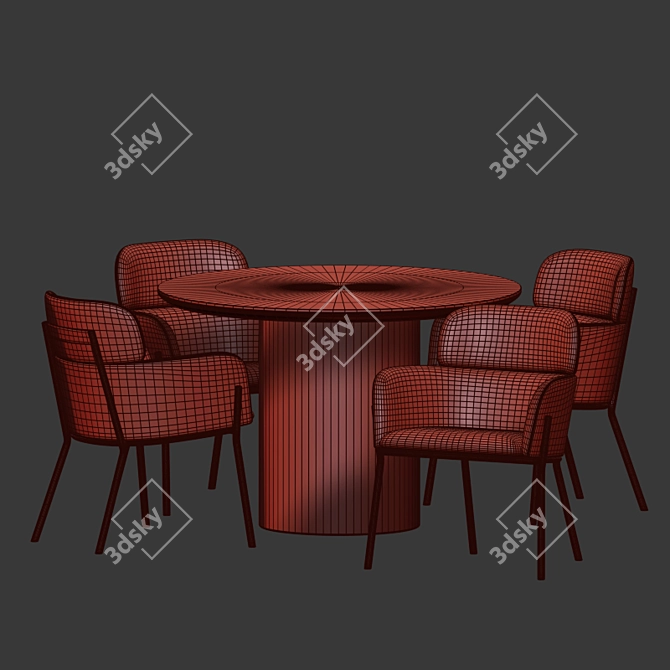 Modern Azalea Boucle Dining Set 3D model image 5