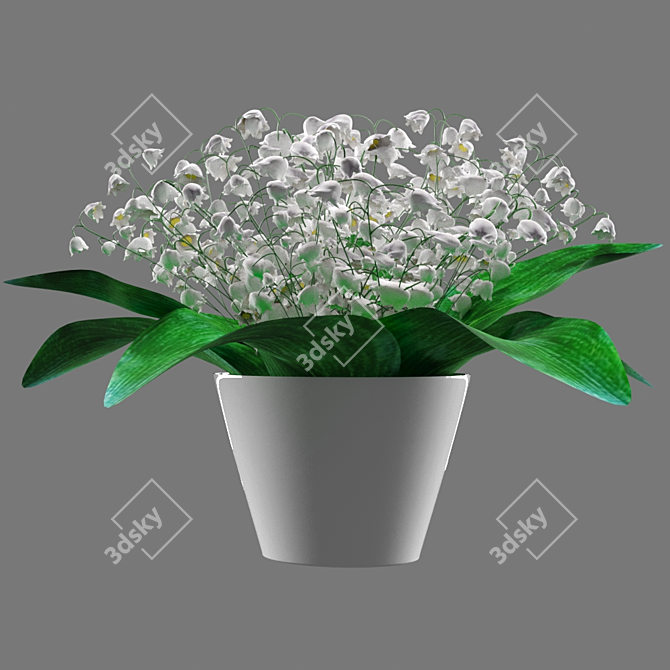 Graceful Lily Bouquet in Vase 3D model image 1