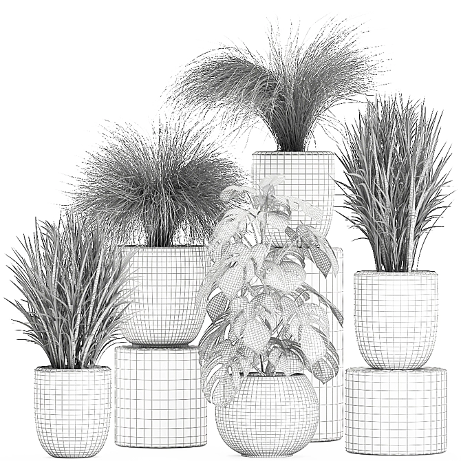 Exotic Greenery Collection in White Vase 3D model image 5