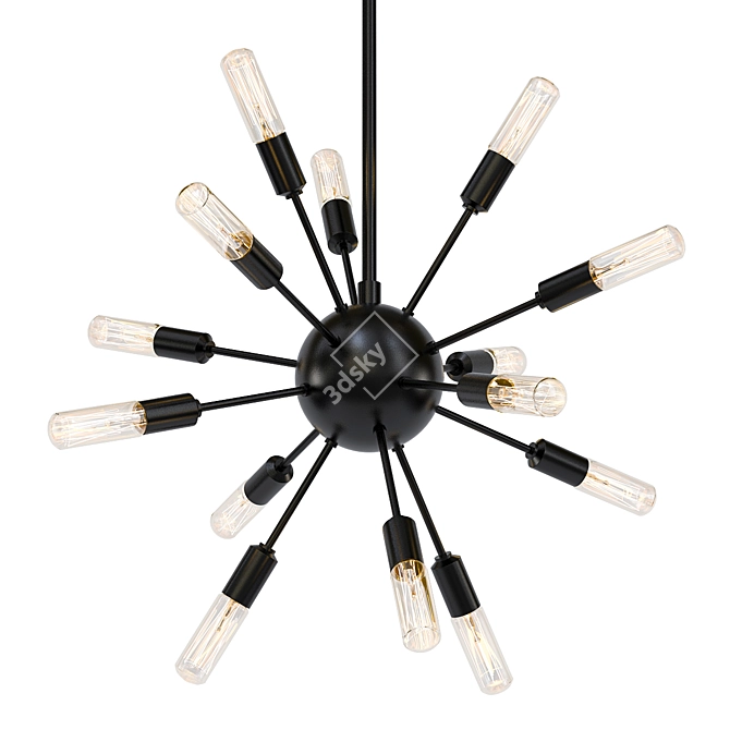 Sleek Industrial Sputnik Chandelier 3D model image 1