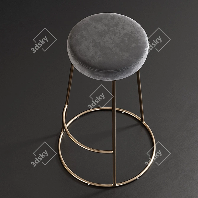 Luxurious Atlantis Velvet Bar Stool 3D model image 3