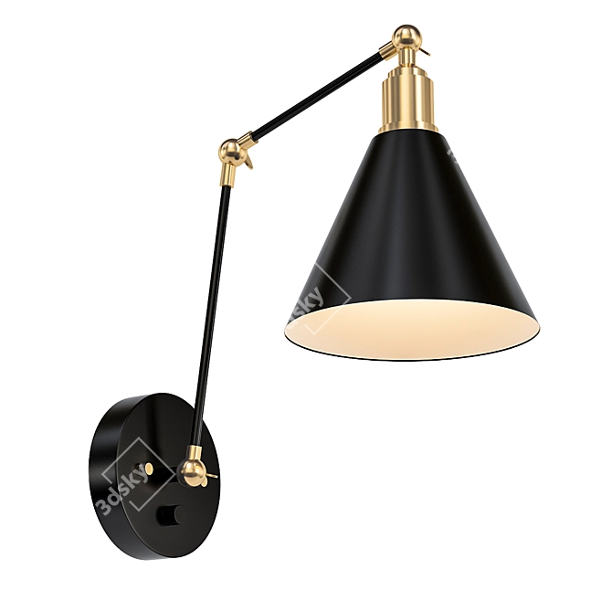 Elegant Wray Black Wall Lamps 3D model image 1