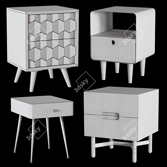 Vintage-Inspired Bedside Table 3D model image 2