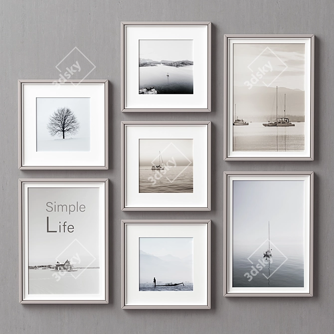 Versatile Collection of 7 Picture Frames 3D model image 1