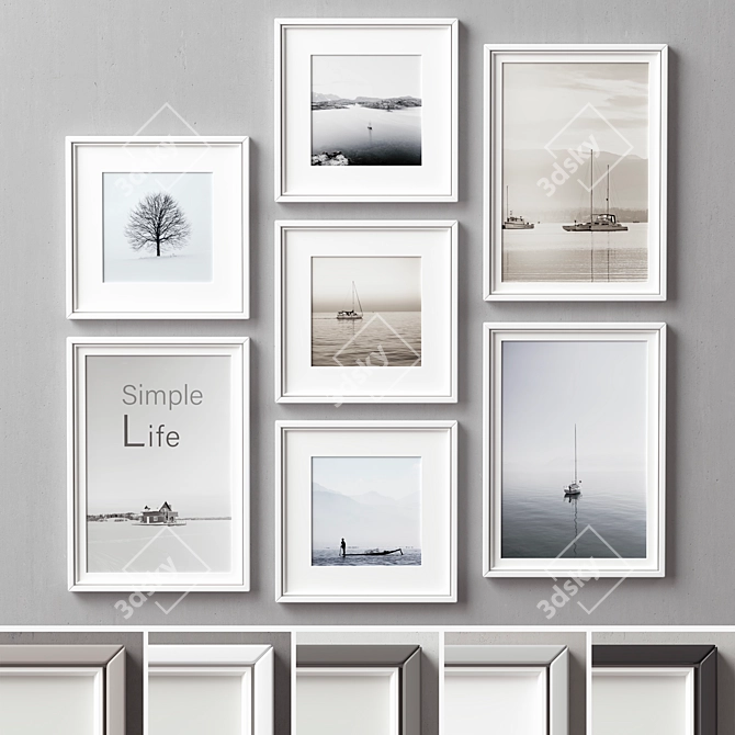 Versatile Collection of 7 Picture Frames 3D model image 2