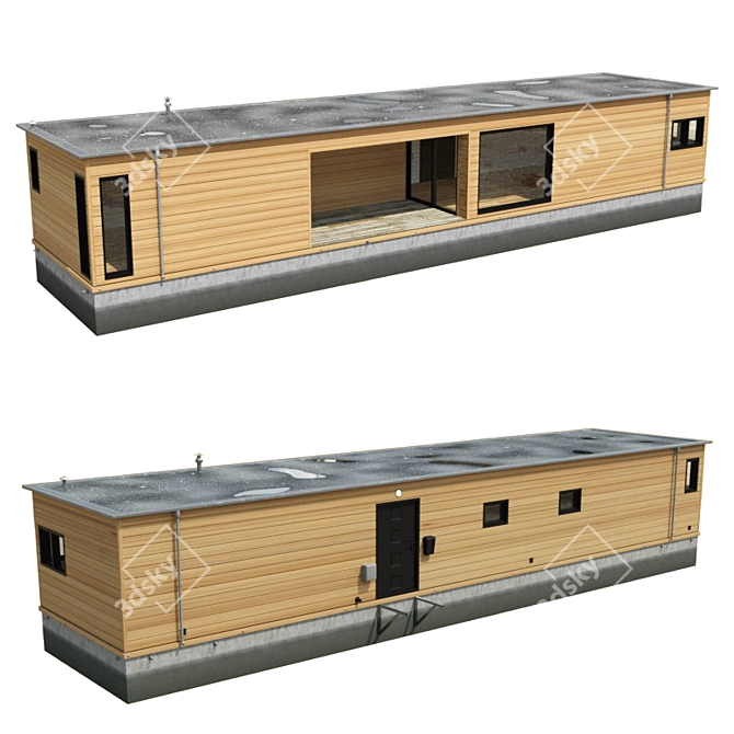 Luxury Floating Retreat: Houseboat 3D model image 1