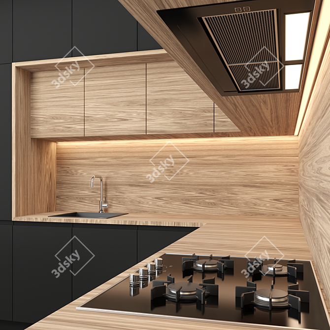 Modern Island Kitchen: Versatile & High-Quality 3D model image 2