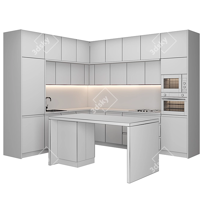 Modern Island Kitchen: Versatile & High-Quality 3D model image 5
