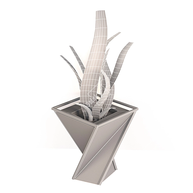 Modern Metal Wood Triangular Vase 3D model image 6
