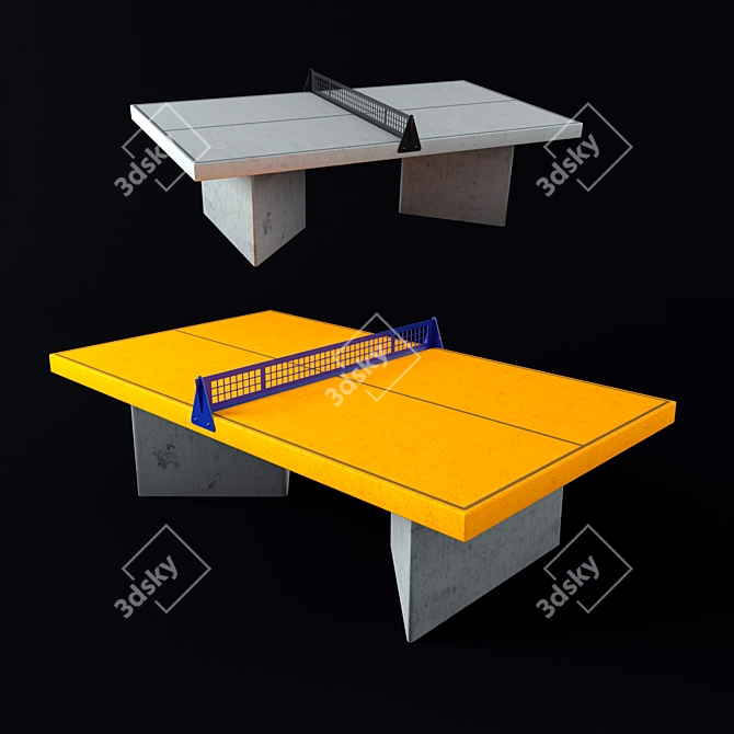 Concrete Tennis Table: Urban Park Furniture 3D model image 1