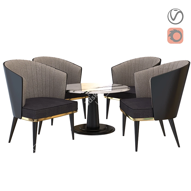 Modern Raiton Chair Table 3D model image 1