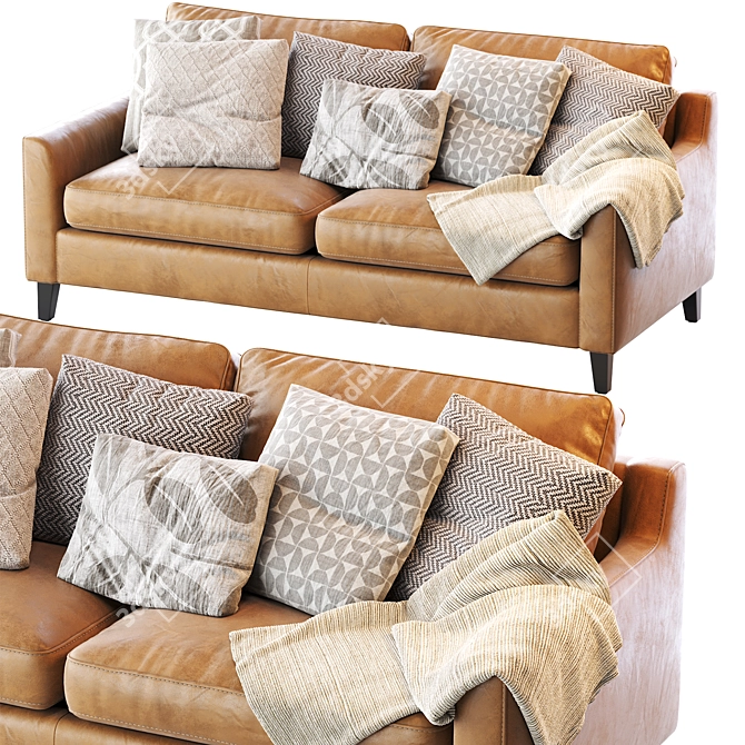 Elegant Beverly Upholstered Sofa 3D model image 1