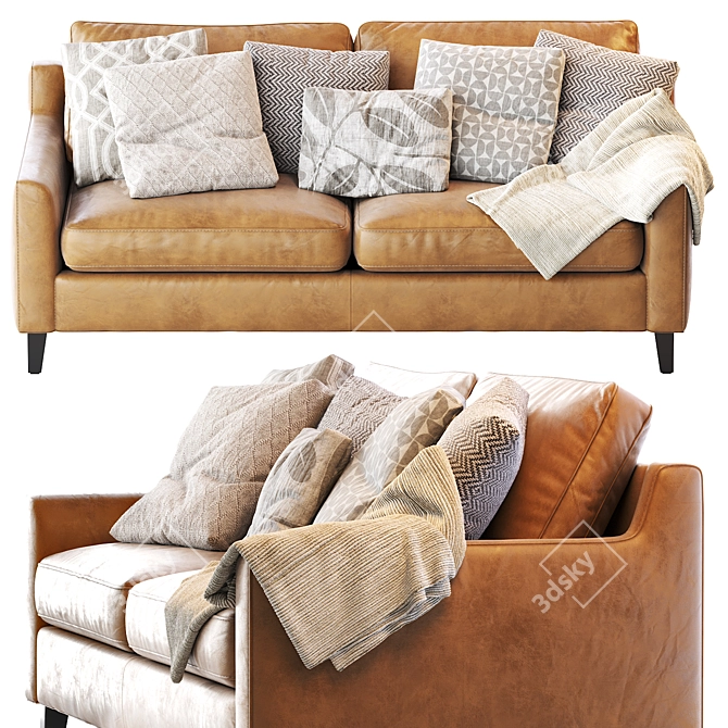 Elegant Beverly Upholstered Sofa 3D model image 3