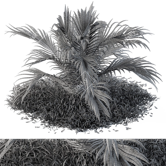 Tropical Serenity: Banana Palm and Wild Grass Outdoor Décor 3D model image 4