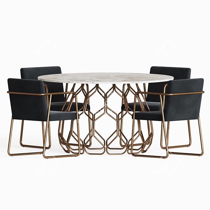 Modern Dining Set: Rouka Chair + Circuit Table 3D model image 2