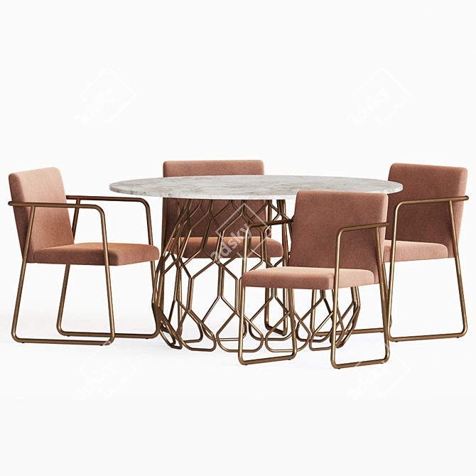 Modern Dining Set: Rouka Chair + Circuit Table 3D model image 3