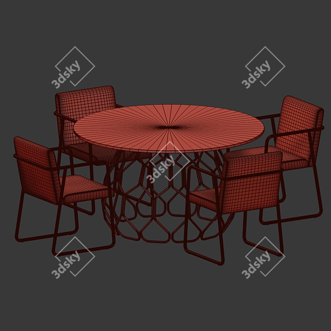 Modern Dining Set: Rouka Chair + Circuit Table 3D model image 5