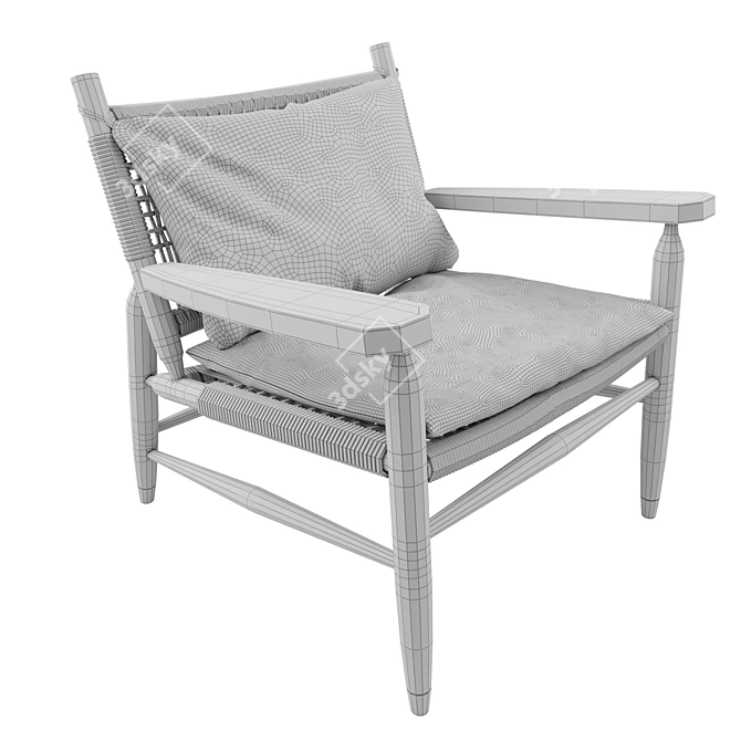Tessa Outdoor: Elegant Wood and Woven Cord Armchair 3D model image 4