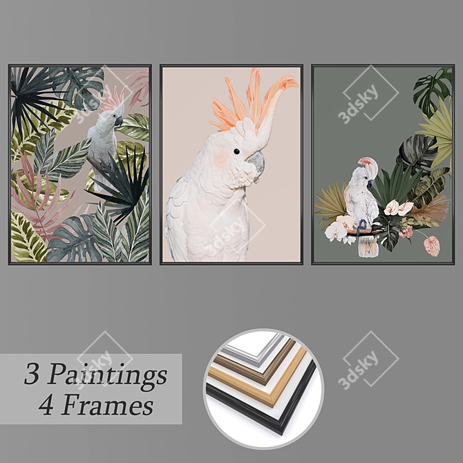 Vintage Wall Art Set with Multiple Frames 3D model image 1