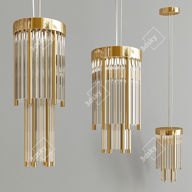 PHARO Brass Pendant Lamp - Luxurious Lighting. 3D model image 1