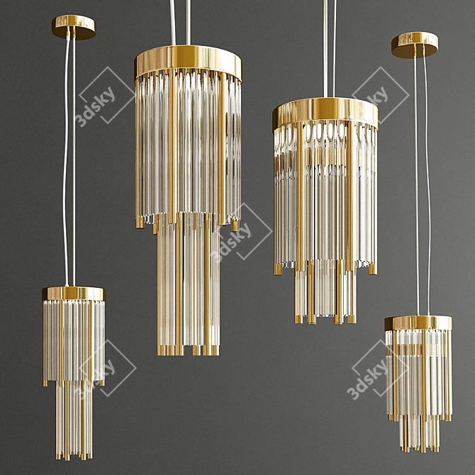 PHARO Brass Pendant Lamp - Luxurious Lighting. 3D model image 2