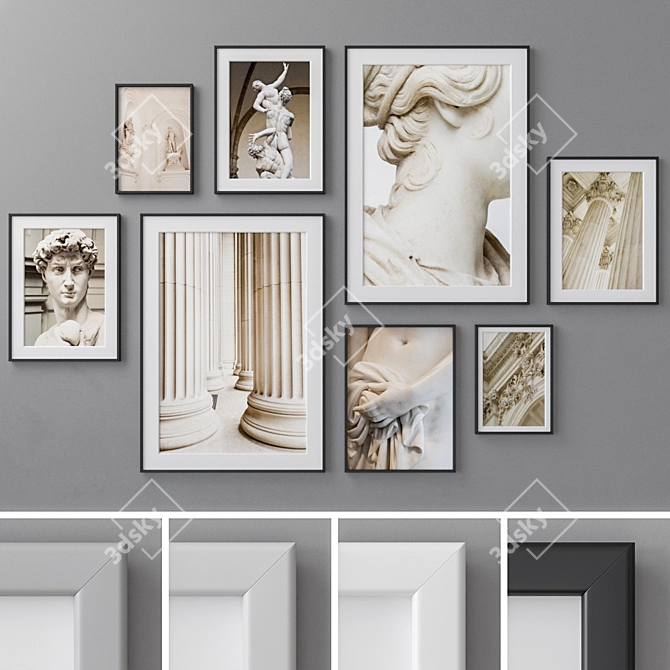 Versatile Multi-Size Photo Frames Set 3D model image 1