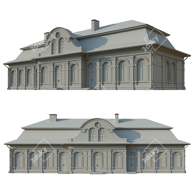 3D Station Building with Full Texture 3D model image 2