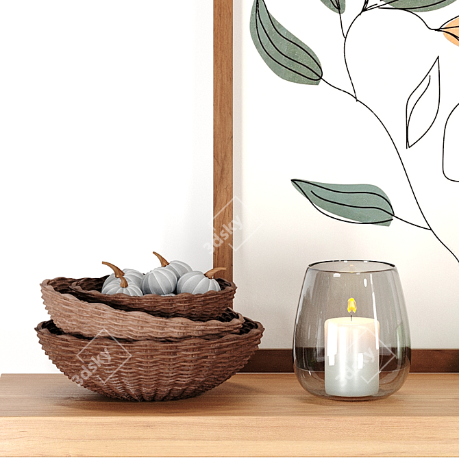 Bamboo Woven Lantern: Elegant Decor 3D model image 6