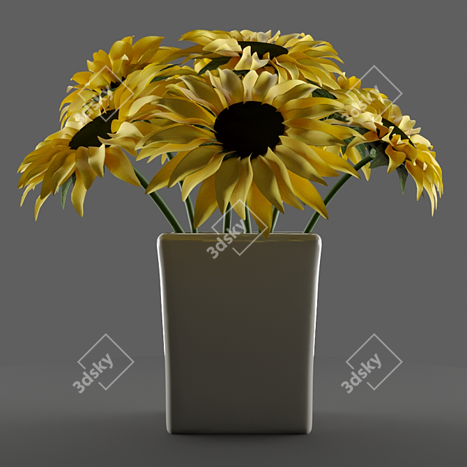 Sunny Beauty: Sunflower Bouquet 3D model image 1