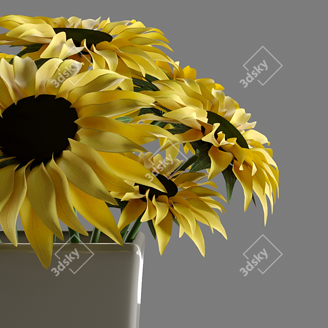 Sunny Beauty: Sunflower Bouquet 3D model image 2