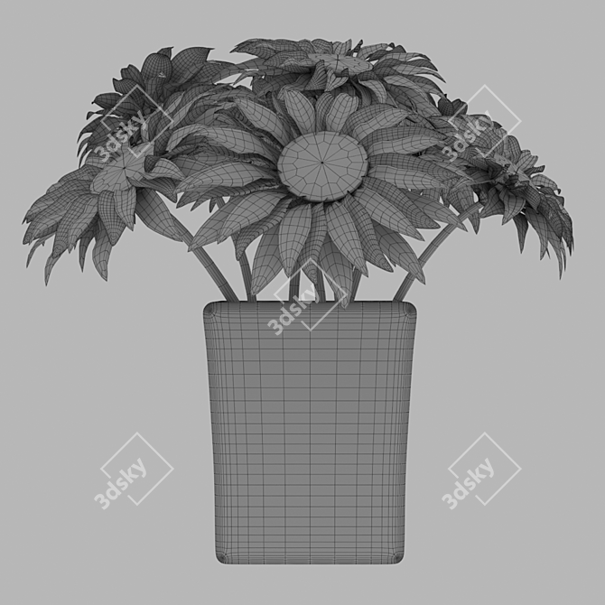 Sunny Beauty: Sunflower Bouquet 3D model image 3