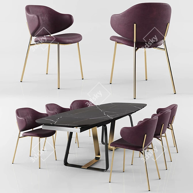 Sunshine Tavalo Table & Holly Chair Set 3D model image 4