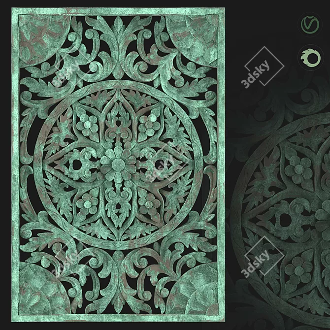 Corroded Bronze Architectural Ornament 3D model image 1