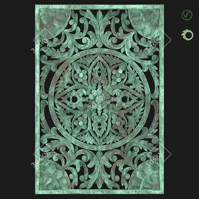 Corroded Bronze Architectural Ornament 3D model image 5