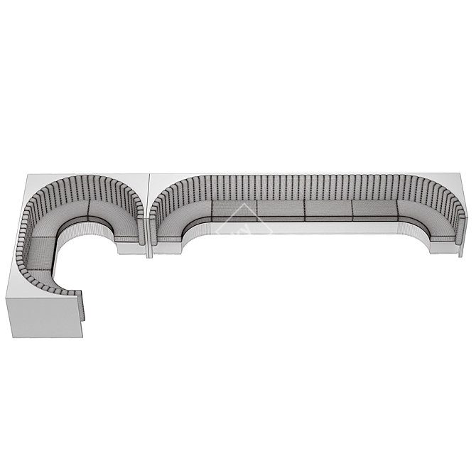 Restaurant Bar Set: Long Sofa with Corner Module 3D model image 4