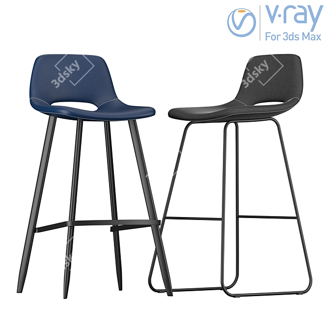 Modern Levy Barstool: Stylish and Functional 3D model image 1