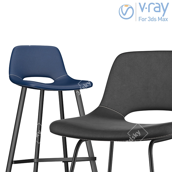 Modern Levy Barstool: Stylish and Functional 3D model image 2