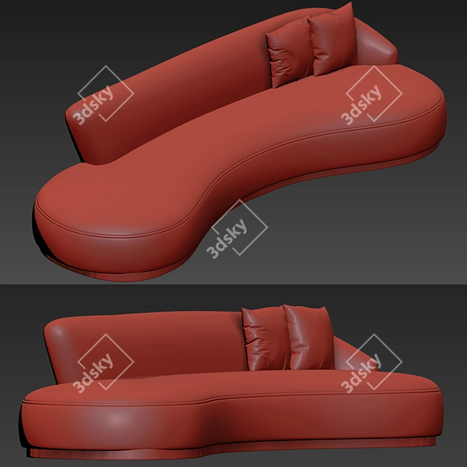 Luxury Marseille Curved Sofa (Mohair) 3D model image 3