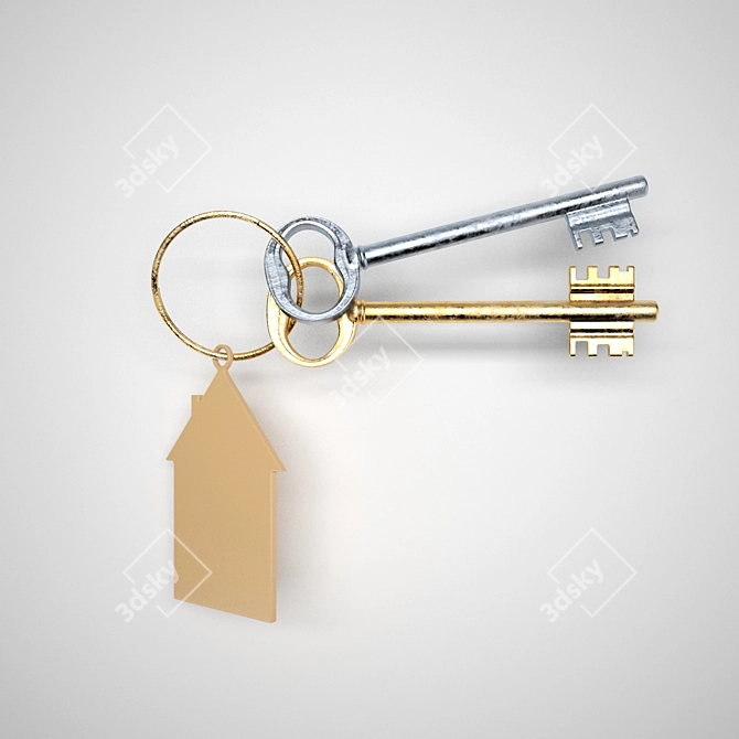  Rustic Key Lock 3D Model 3D model image 3