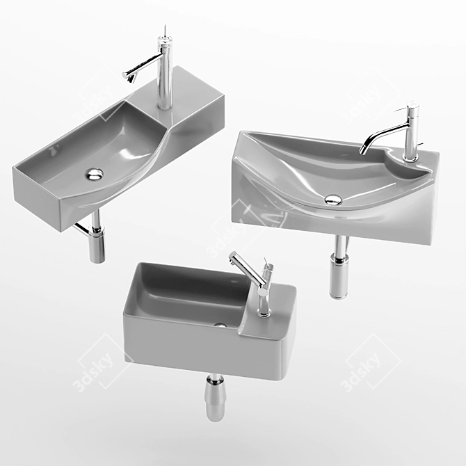 Contemporary Wash Basin Set 3D model image 2