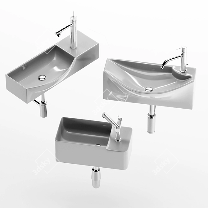 Contemporary Wash Basin Set 3D model image 6