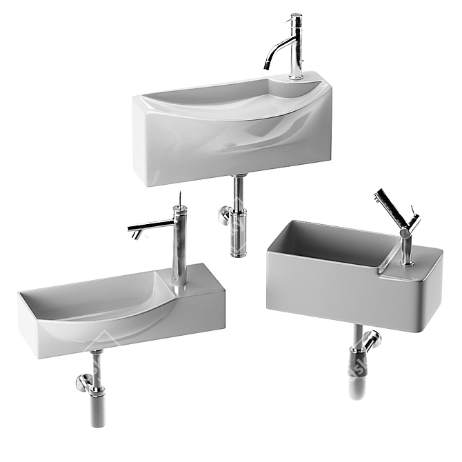 Contemporary Wash Basin Set 3D model image 7