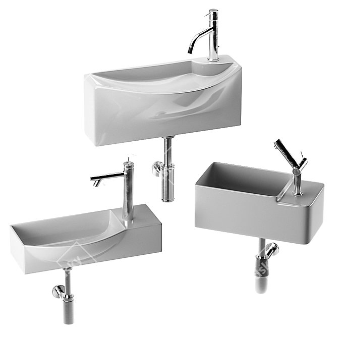 Contemporary Wash Basin Set 3D model image 9